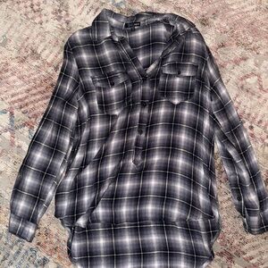 Aqua Black and White Checkered Shirt